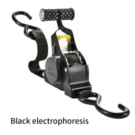 Automatic Ratchet Tension Belt Tensioner, Steel, Heavy Duty Harness For Luggage, Motorcycle And Cargo Holding, With Automatic Belt Recovery Funct (Option: Black)