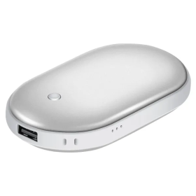Portable Hand Warmer 5000mAh Power Bank Rechargeable (Option: Silver)
